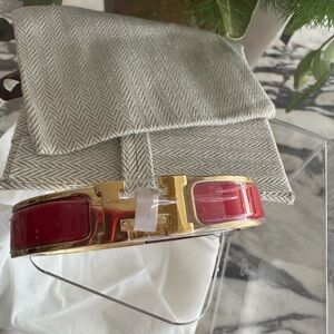 Gold and Red Enamel Bracelet